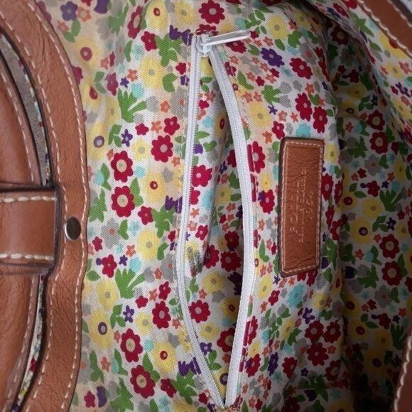 Fossil Bucket Bag Tote Boho Retro Rainbow Striped Tapestry Round Top Handle Sz L - Picture 13 of 14